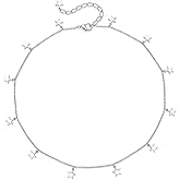 JSGEMSLEE Star Necklace for Women White Gold 14K Gold Plated Layered Star Choker Necklace for Women Thanksgiving Christmas Jewelry Gifts