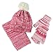 Sportoli Women's and Girls' Kids 3-Piece Cable Knit Cold Weather Accessory Set Warm Fleece Lined Pull On Hat Scarf and Gloves