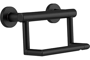 Delta Contemporary (1-Pack) Toilet Paper Holder w/ Assist Bar ADA Compliant Matte Black Bathroom Safety Handle | Wall Mount 300 lb Capacity, Balance, Handicap Grip 41550-BL