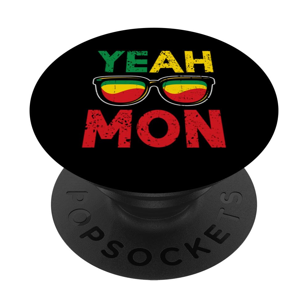 Yeah Mon Jamaican Vacation Jamaica Reggae Retro Sunset PopSockets Swappable PopGrip