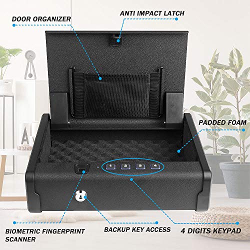 AEGIS Gun Safe, Biometric Fingerprint Pistol Safe for 2 Pistols with