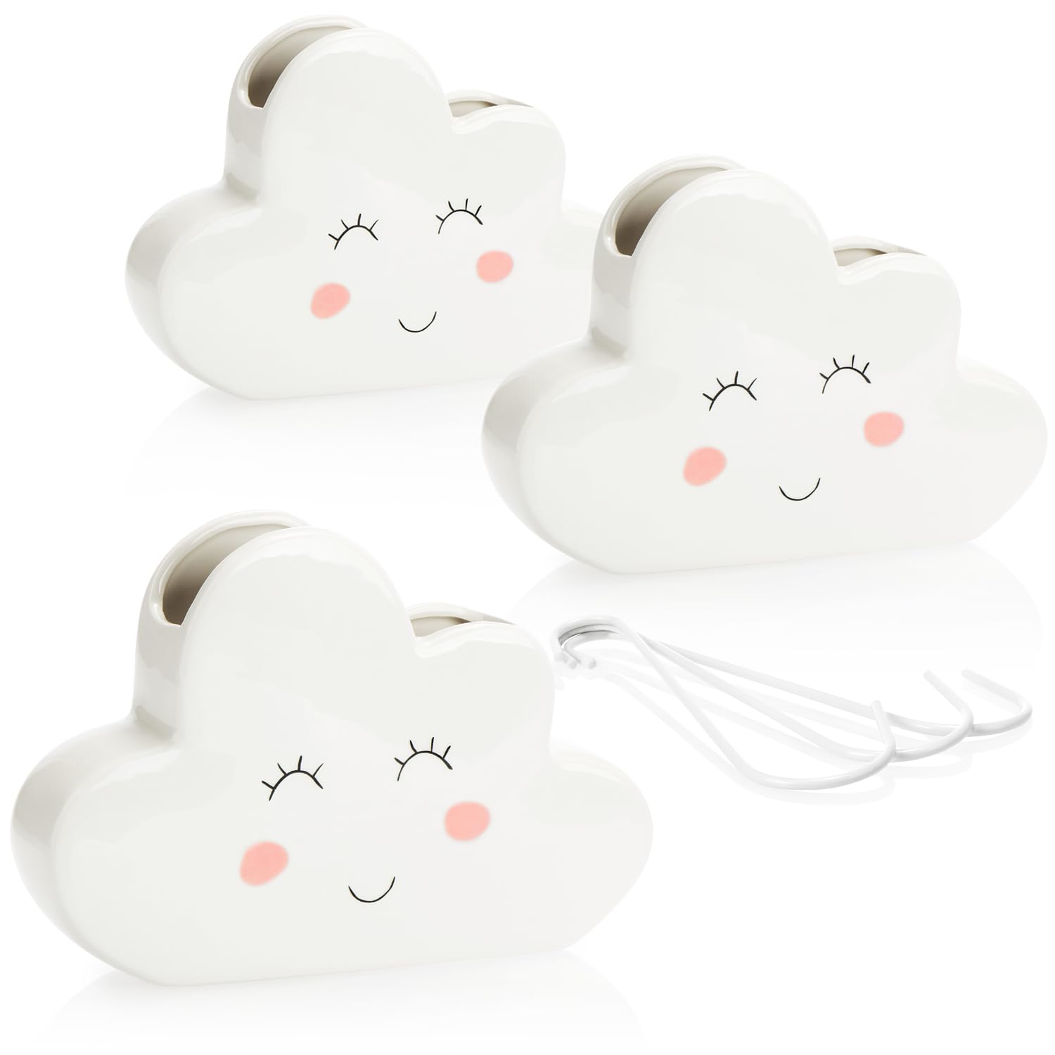 com-four® 3x Air humidifier heating - Radiator air humidifier cloud - Heating water evaporator made of ceramic in funny cloud design - 300 ml