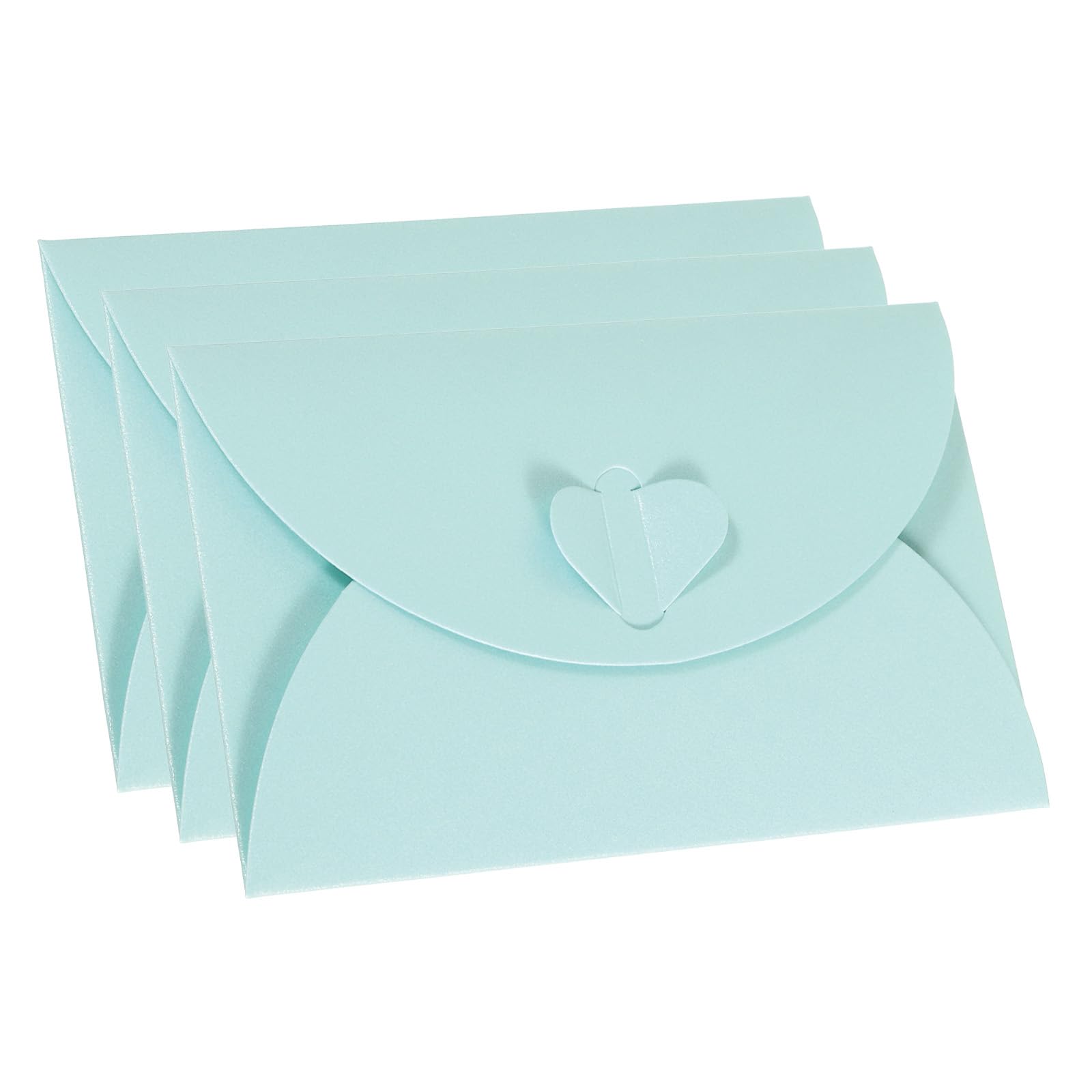 PATIKIL Gift Card Envelopes, 12 Pack Heart Shaped Clasp Small Gift Cards Holder Mini Envelope for Birthdays Weddings, Light Blue