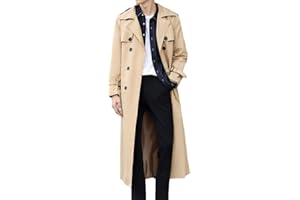 Pantete Man's Double Breasted Trench Coat Oversized Casual windbreaker Lapel Long Jacket Overcoat