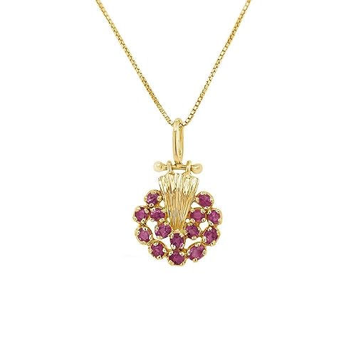 18k (750) Yellow Gold and Ruby Pendant for Women
