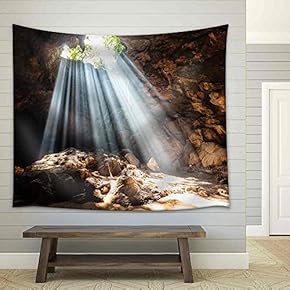 Sun Beam in Cave - Fabric Wall Tapestry Home Decor - 51x60 inches
