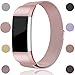 Maledan for Fitbit Charge 2 Bands, Stainless Steel Milanese Loop Metal Replacement Accessories Bracelet Strap with Unique Magnet Lock for Fitbit Charge 2 HR Rose Pink Small