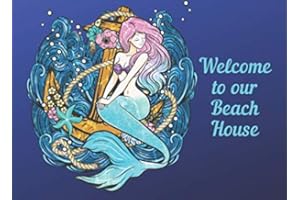 Welcome To Our Beach House: Guest Book With Soft Illustrated Mermaid Cover. Single-Sided Sign In Guestbook for Holiday Home B and B or Hotel by the ocean.