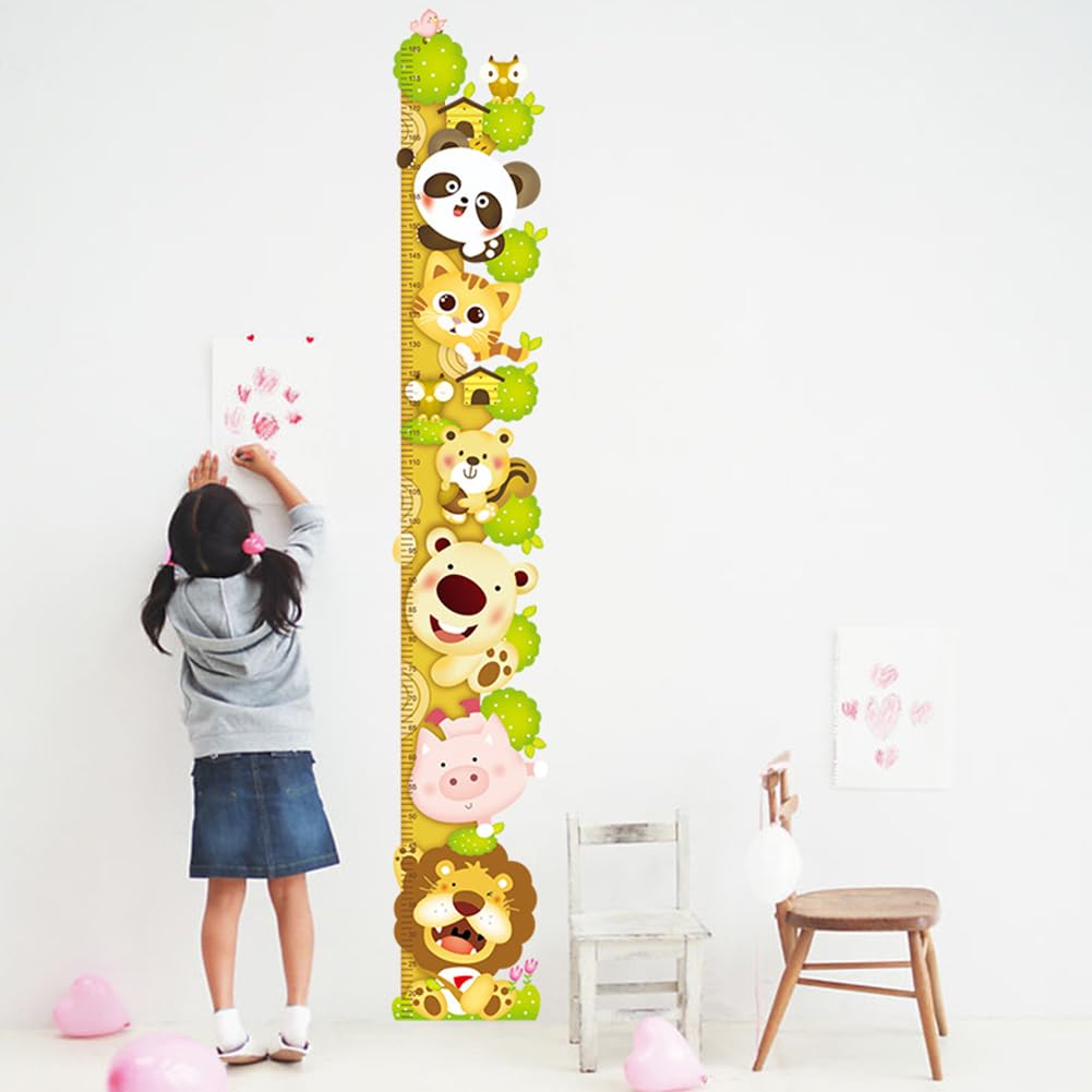 ufengke® Cartoon Cute Cat Lion Panda Height Chart Decals(0cm-180cm), Children's Room Nursery Removable Wall Stickers Murals