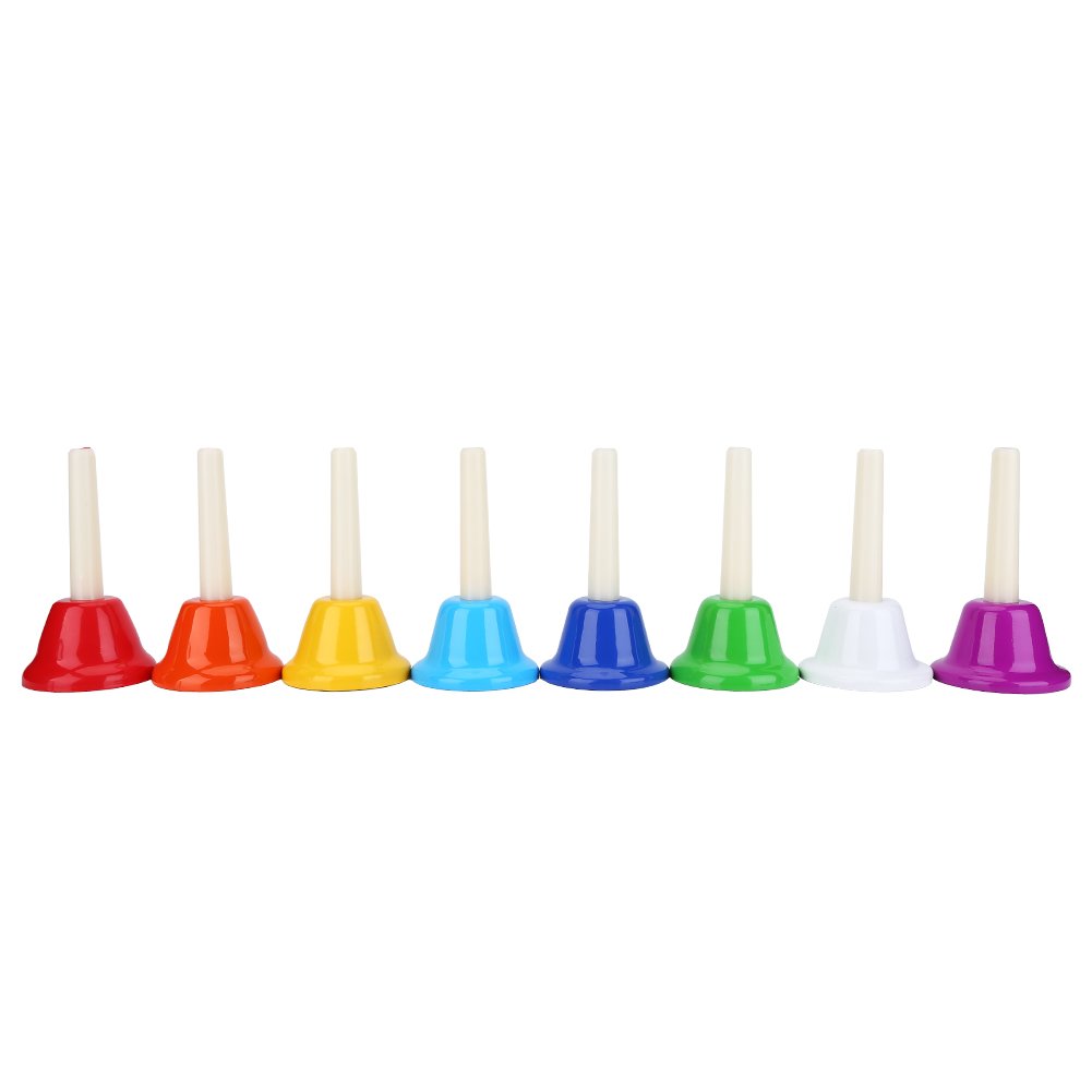 Keenso Metal Hand Bell 8-Note Colorful Kids Hand Percussion Bell Handbells Set Children Musical Toy Orff children's percussion instrumentsOrff percussion instruments for children