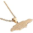 Silver Stainless Steel Jamaica Map Pendant Necklaces Jewellery Heart Jamaican Map Jewelry