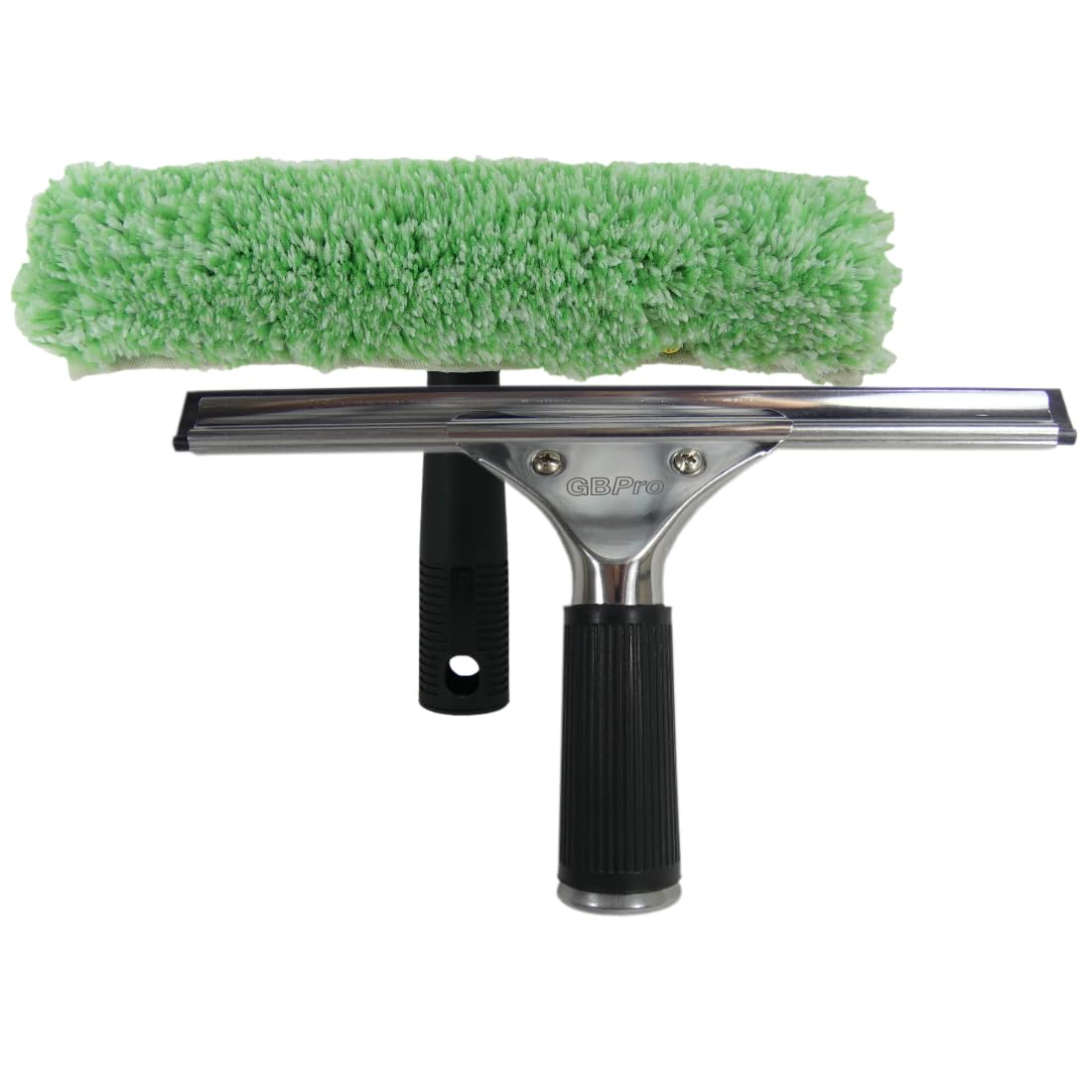 GBPro Professional Window Squeegee Stainless Steel Wiper 25cm / 10 inch + T Bar & Glass Microfibre Wash Sleeve - Ultimate Window Cleaning Equipment