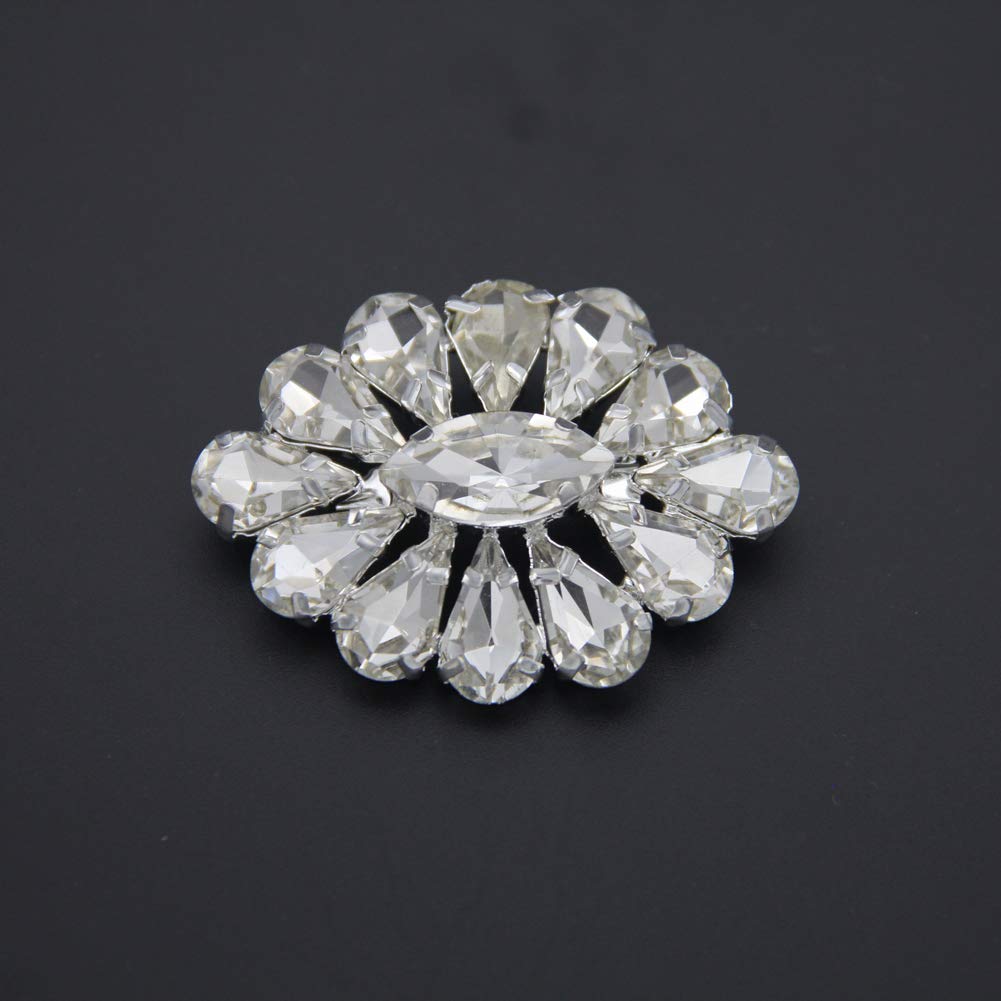 MECHANGE Crystal Rhinestone Geometry Flower Brooch Pins Hollow-Out Breastpin for Women Men Suit Coat Dress Jewelry with Simulated Pearl