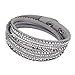 Beautiful Bead Women New Fashion Genuine Leather Wrap Multilayer Rhinestones Hot Fix Bracelet-Grey