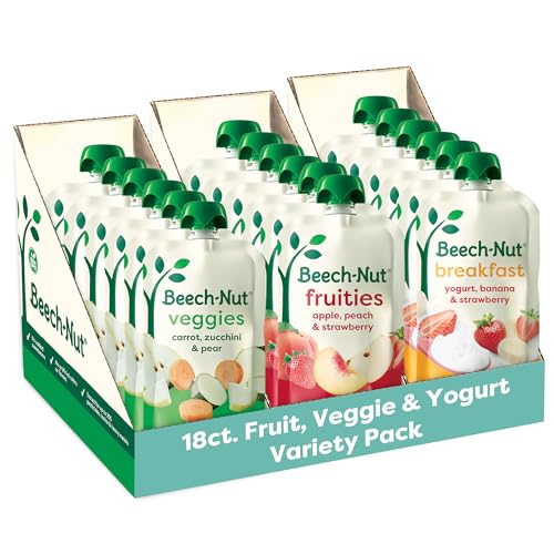 Beech-Nut Baby & Toddler Food Favorite Flavors Pouches Variety Pack, Fruit Vegg…