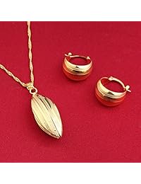 Set de Etiopía Juego de Collar Colgante arete (joias Ouro 22 K chapado en oro joyería africana novia boda