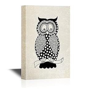 Canvas Wall Art - Ethnic Style Owl with Floral Pattern - Gallery Wrap Modern Home Art | Ready to Hang - 12x18 inches