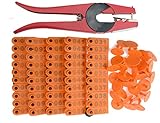 WGCD 100pcs Orange 1-100 Number Plastic Livestock Ear Tag Animal Tag and 1pcs Ear Tag Applicator for Goat Sheep Pig