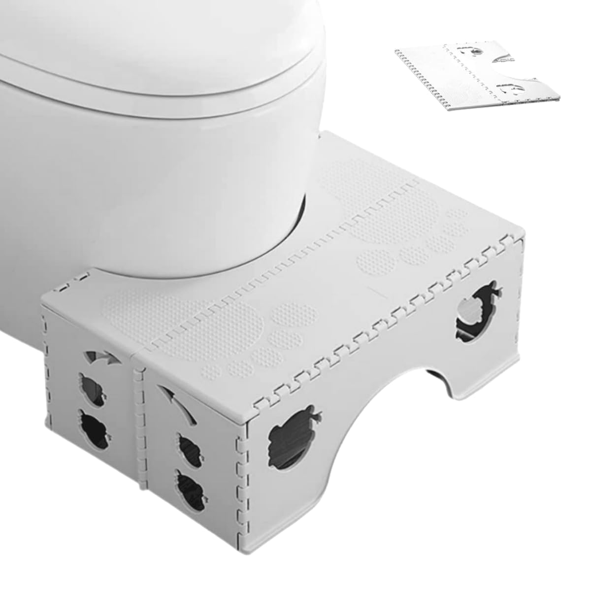 Little Bean Foldable Toilet Potty Stool for Adults And Kids 18cm Healthy Squatting Posture Poop Stool Bathroom Anti-Slip Toilet Assistance Step Stool Fold Design (White)