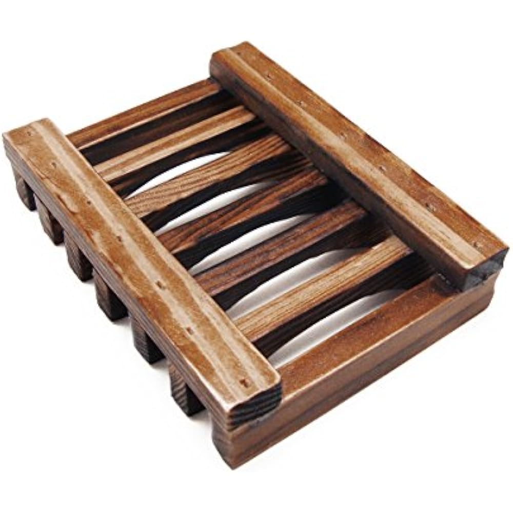 2 Pcs Bath Accessories Natural Wood Soap Holder Rectangle Wooden Dish Home eBay