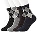 INWECH Men's Thick Winter Socks-Argyle Crew Cotton Socks Inculding 4 Pairs