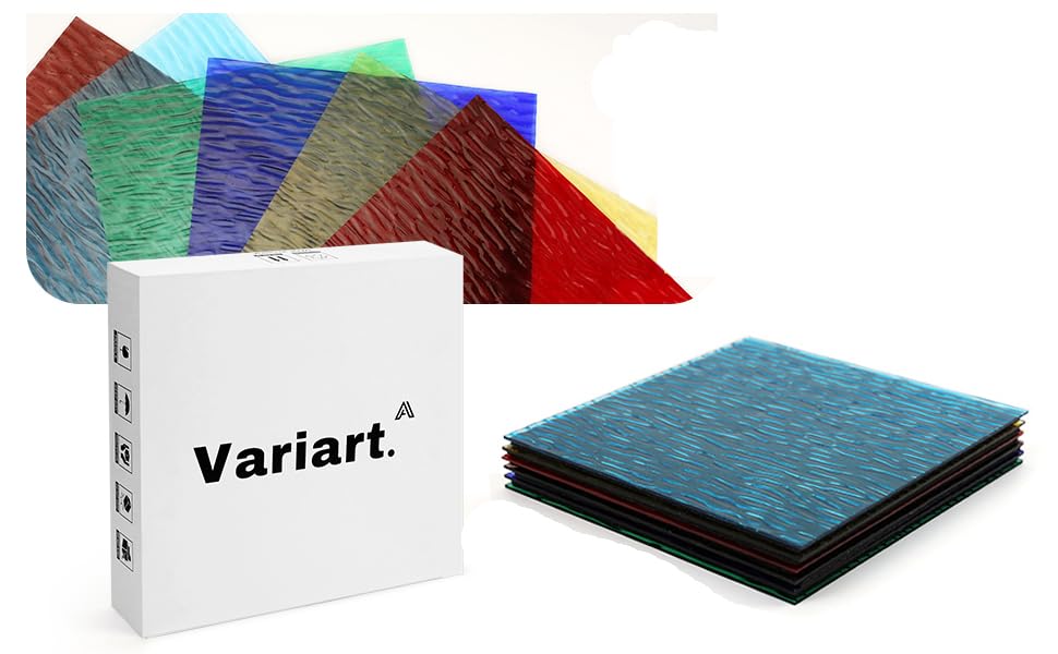 Photo 1 of VARIART Stained Glass Panels 12x12 inch,Clear Textured Stained Glass Sheets,Unleash Your Creativity with Easy-to-Cut Mosaic Stained Glass Panels for Arts and Crafts Enthusiast (Water Ripple)