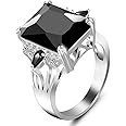 6 Colors Square Cubic Zirconia Engagement Rhinestone Rings for Women