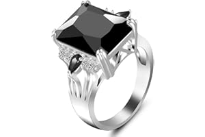 SZQCZB 6 Colors Square Cubic Zirconia Engagement Rhinestone Rings for Women