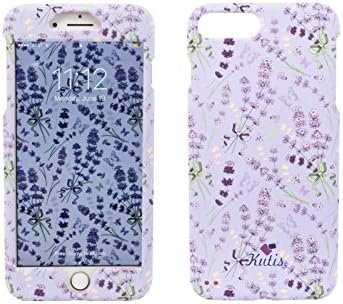 360° Slim Matte Protector Case Cover W/ Matching Wall Paper for Apple iPhone 8, iPhone 7 (Purple & Lavender)