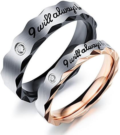Fate Love 2pcs Romantic I Will Always be with You Couples Promise Engagement Wedding Ring Set/Ring Necklace A Pair for Lover