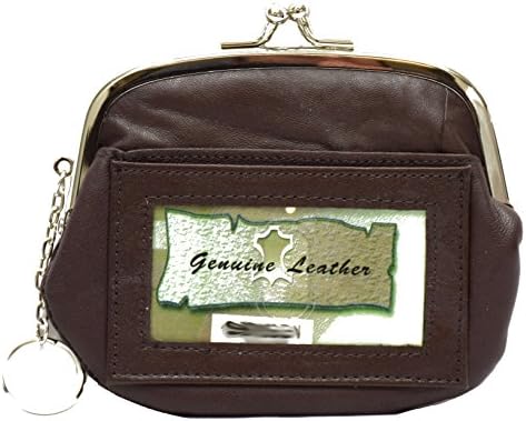 Womens Leather Coin Purse Mini Wallet Metal Frame Id Window Credit Card Case Kiss Lock