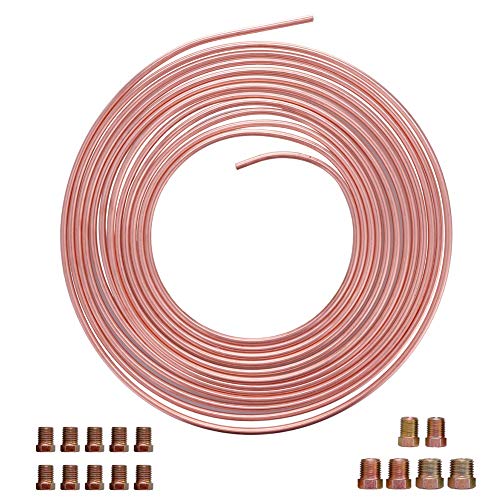 25 Ft. of 3/16 in Copper-Nickel Coil Brake Line Flexible, Easy to Bend Replacement Tubing Kit (Includes 16 Fittings) -Inverted Flare, SAE Thread - Thumbnail 6