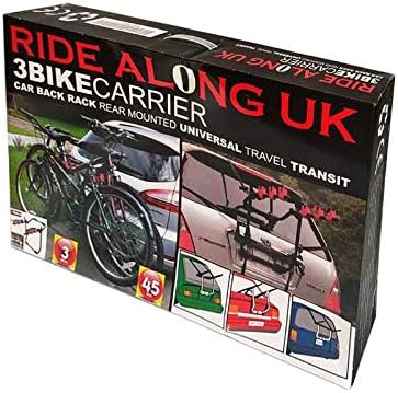 Ride Along UK Universal 3 Bike Carrier Bicycle Rack Towbar Car Rear Mounted Hitch Foldable Stand perfect for Hatchbacks, Saloons, Estates, Sedans, Vans, SUVs construction