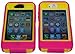 Iphone 4 4S Body Armor Defender - Comparable to Otterbox Defender + 1pc 3ft data cable (Hot Pink on Yellow)