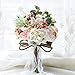 Pauwer Artificial Rose Flower Bouquet for Bride Bridesmaid Handmade Peony Wedding Bouquet Silk Bridal Bouquet Holding Flowers