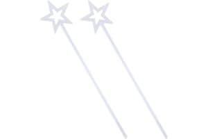ZCYSRLQIN 2 Pcs 13 Inch Star Wand Baton Angel Wand Angel Fairy Wand Plating Wands Sticks for Princess Birthday Party Wedding Halloween Christmas Costume Cosplay Dress up Accessories（White）