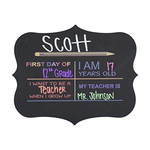 First Day of School Chalkboard Sign. Photo Prop Board, Black w/color print - 10â€ x 12â€ crest shape
