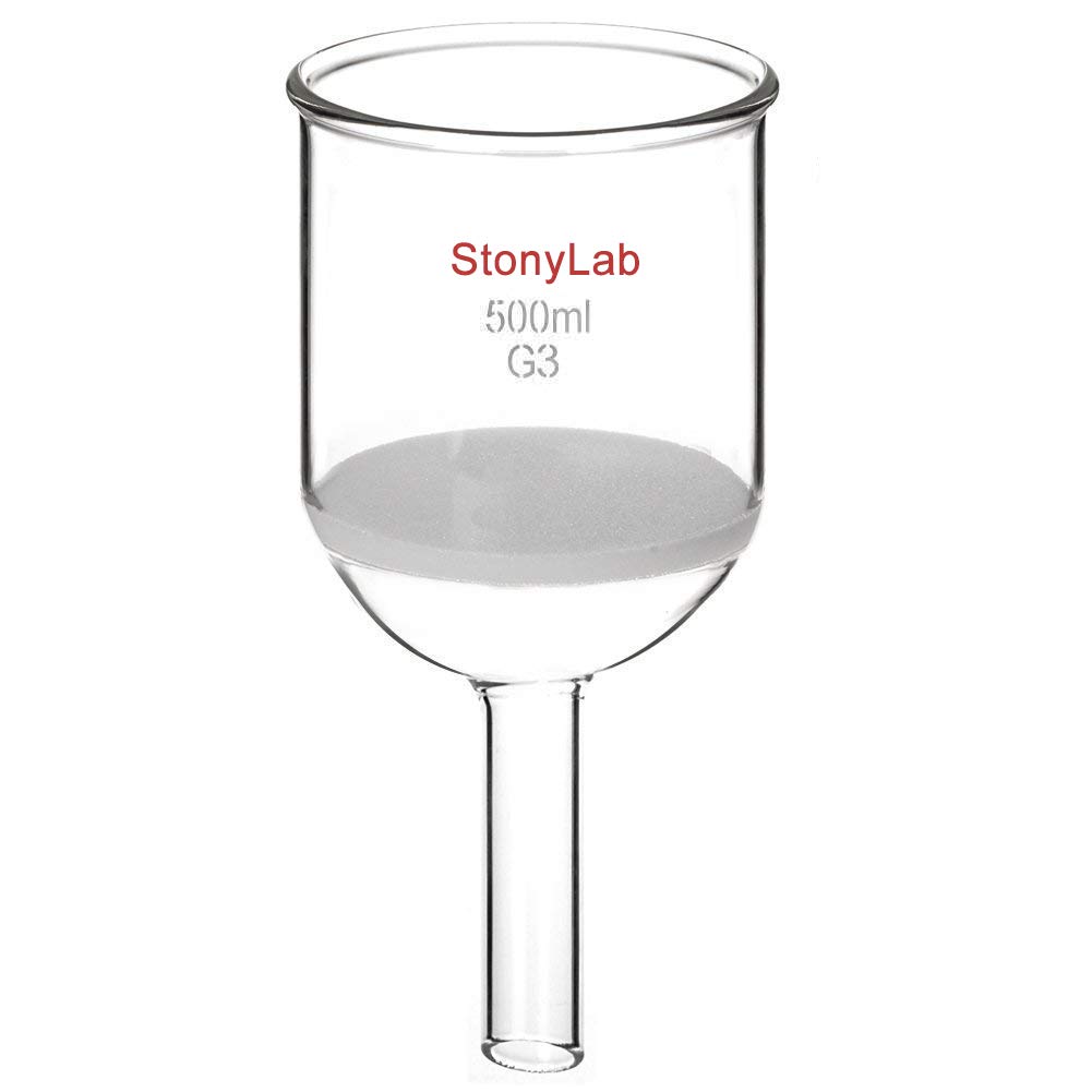 StonyLab Borosilicate Glass Buchner Filtering Funnel with Fine Frit(G3), 94mm Inner Diameter, 100mm Depth (500 ml)