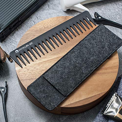 HYOUJIN 601 Black Carbon Wide Tooth Comb,100% Anti static 230℃ Heat Resistant,Detangling Comb,Detangler Hair Comb for Long Wet hair Hair Straighten Curly Hair - Thumbnail 3