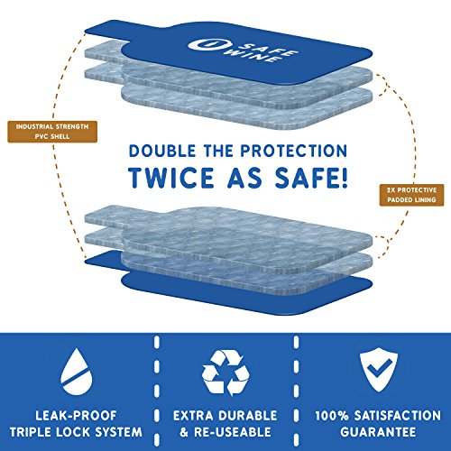 image for Super Safe Wine Bottle Travel Protector Bags (3 PACK) With Corkscrew/B