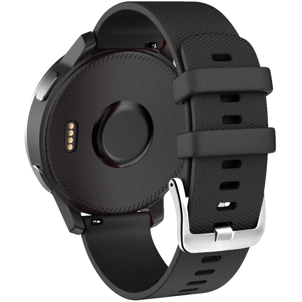 CAKAMENSHY 22mm Quick Release Replacement Silicone Band Compatible with Garmin Vivoactive 4 Strap,Darth Vader,First Avenger,Polar Vantage M for Garmin Watch Accessories (Silver buckle-Black)