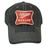 MILLER BEER HIGH LIFE BLACK RED PATCH VELCRO HAT CAP