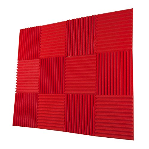 12 pack- all red acoustic panels studio foam wedges 1" x 12&…