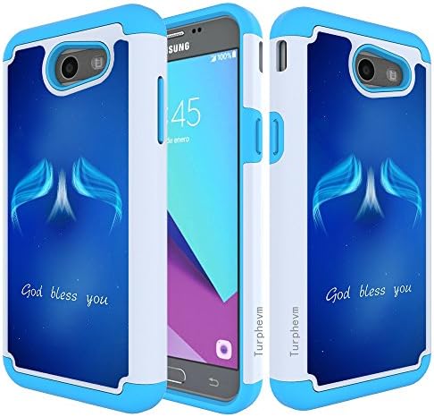 For Samsung Galaxy J3 Emerge / J3 Prime / J3 Mission / J3 Eclipse / J3 2017 / J3 Luna Pro / Sol 2 / Amp Prime 2 / Express Prime 2 Case, Turphevm Dual Layer Defender Protective Case (Blue Angle)