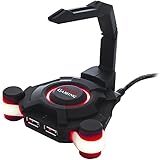 Mars Gaming MMS1 - Hub USB con soporte para el cable del rat&oacute;n (4 puertos USB 2.0, LED rojo), color negro