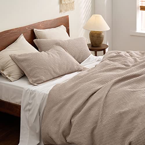 Bedsure Cotton Duvet Cover Queen 100 Cotton Waffle Weave Khaki Duvet
