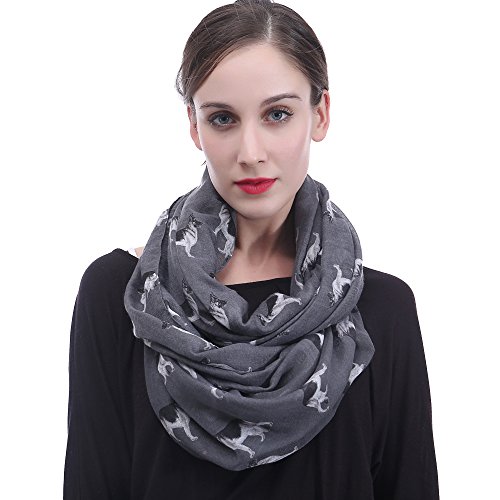 Lina & Lily German Shepherd Dog Print Infinity Scarf Lightweight (Dark Gray)