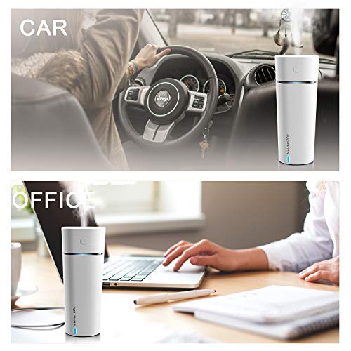 FHEAL Cool Mist Humidifier/USB Air Humidifier, Mini Cup Desktop Personal Humidifiers for Bedroom Car Office 240ml 40ml/h with Auto Shut-Off, 8 Hours Working Time,LED Night Light,White