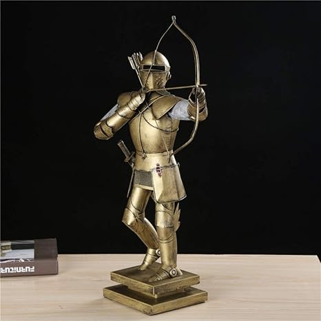 Amazon 置物像像 中世の武装戦士像 手作り 鉄アート 中世の時代 アーチャー彫刻 剣士 戦争装飾アート 工芸オーナメント インテリア オンライン通販