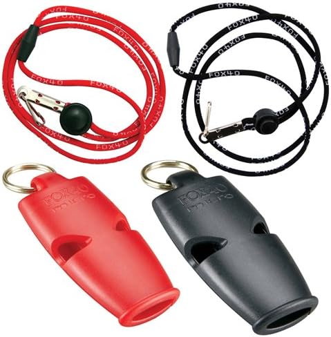 Fox 40Micro Marine Whistle with Breakaway Lanyard - 2 Pack - Red/Black